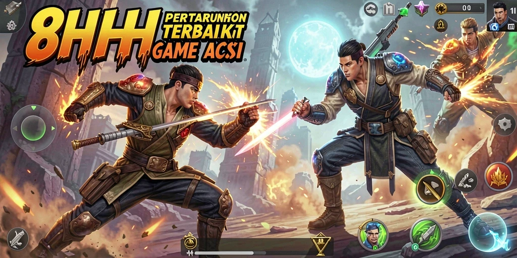 Tampilan gameplay mendebarkan dalam aksi seru 8HHH.