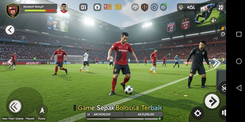 Tampilan gameplay seru dalam AKUNJP dengan aksi sepak bola yang mengesankan.