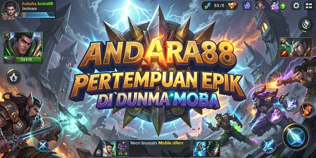 Tangkapan layar gameplay ANDARA88 yang menunjukkan aksi pertempuran MOBA yang seru.