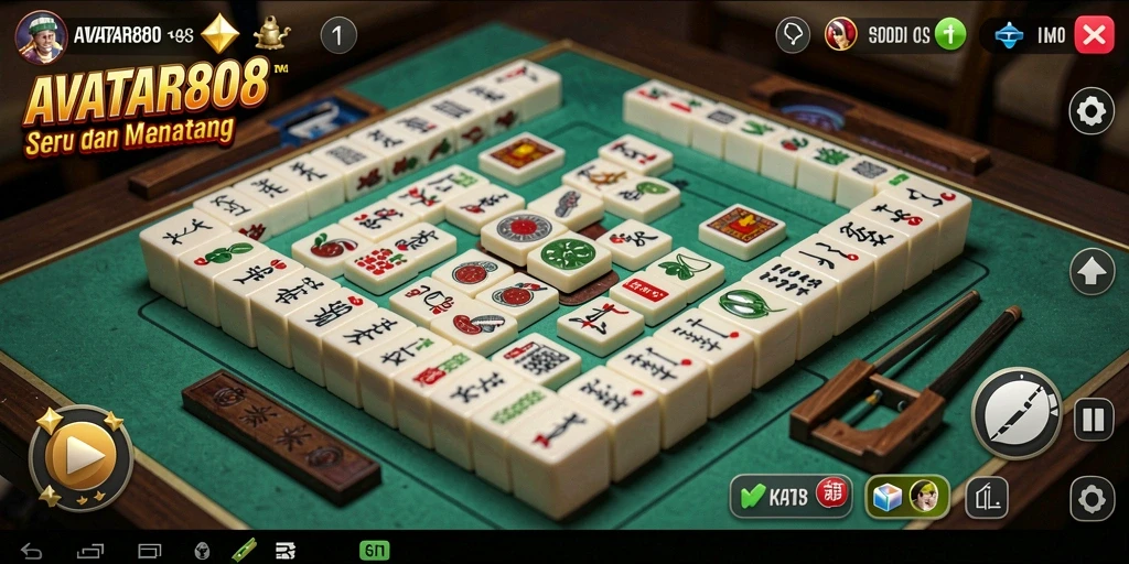 Screenshot AVATAR808 menampilkan gameplay Mahjong yang menegangkan dan seru.