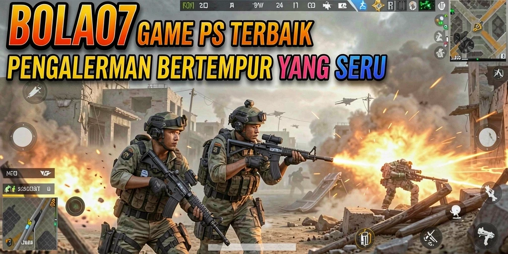 Screenshot utama BOLA07 menunjukkan aksi pertempuran yang intens.