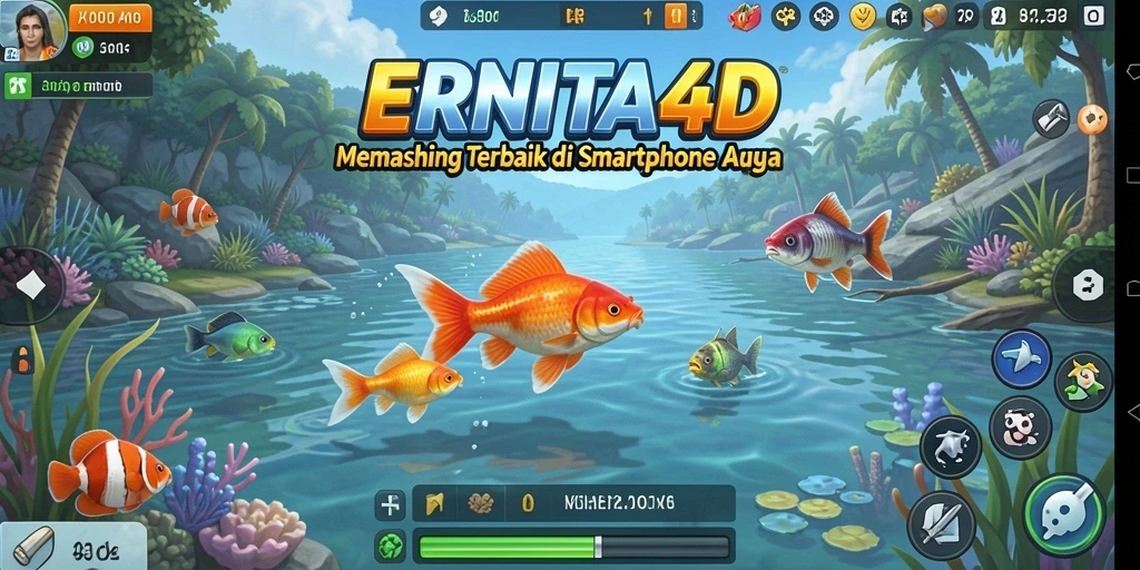 Tampilan menarik gameplay Fishing di ERNITA4D dengan berbagai lokasi memancing.