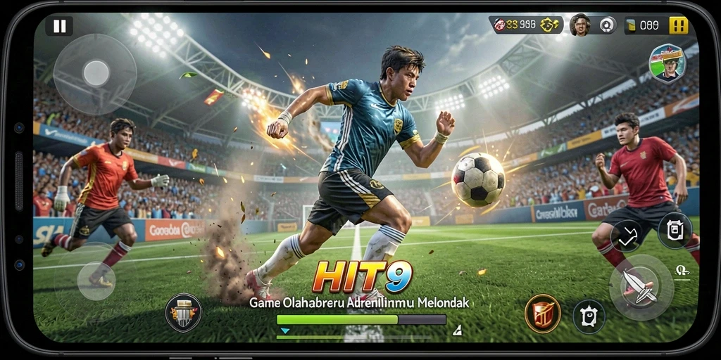 Tampilan gameplay HIT9 yang mendebarkan di lapangan olahraga.