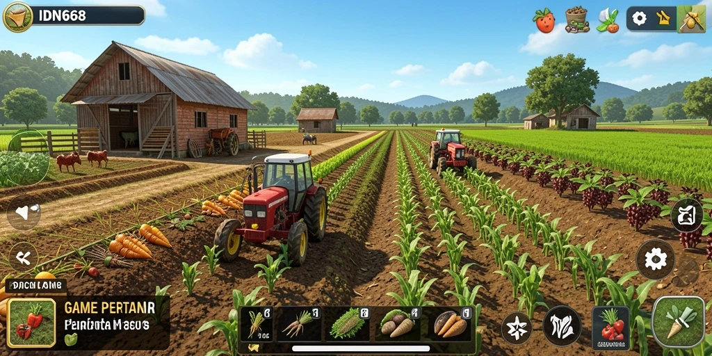 Gameplay IDN668 yang menarik dalam aktivitas pertanian.