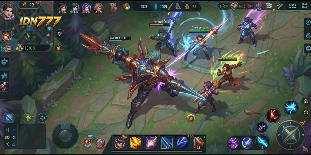 Tampilan screenshot utama IDN777 saat pertarungan epik antar tim.