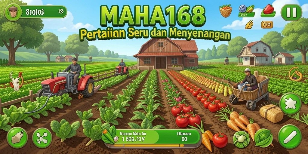 Tampak gameplay seru di MAHA168 dengan lahan pertanian yang subur.