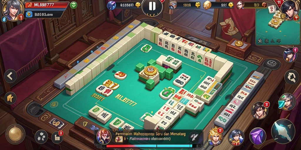 Tampilan gameplay yang mengasyikkan di MLBB777, menampilkan ubin Mahjong yang berwarna-warni.