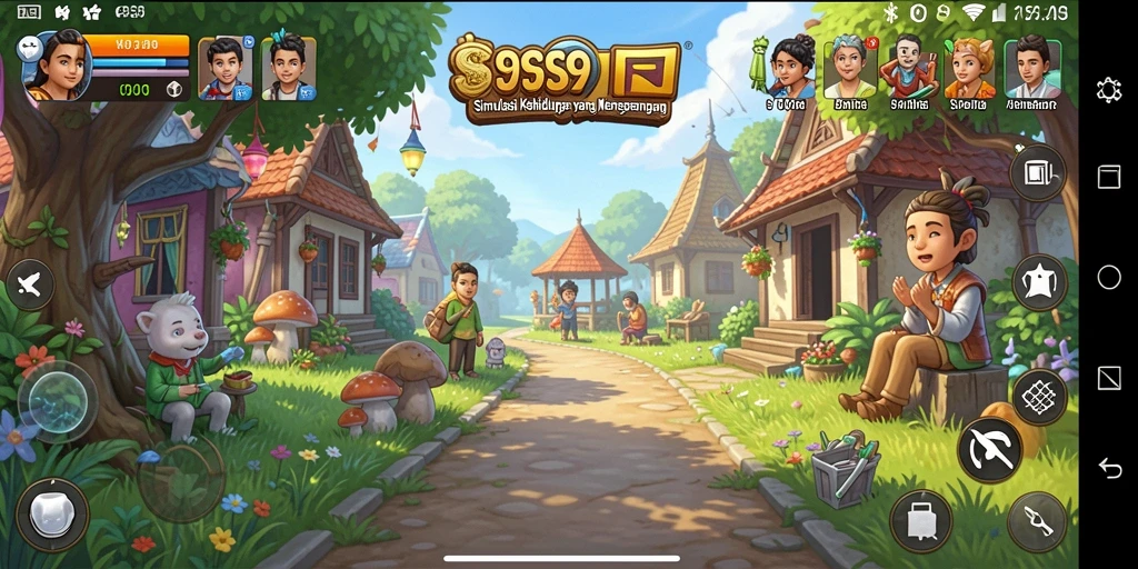 Tampilan gameplay menarik dari S9S9 dalam dunia simulasi kehidupan.
