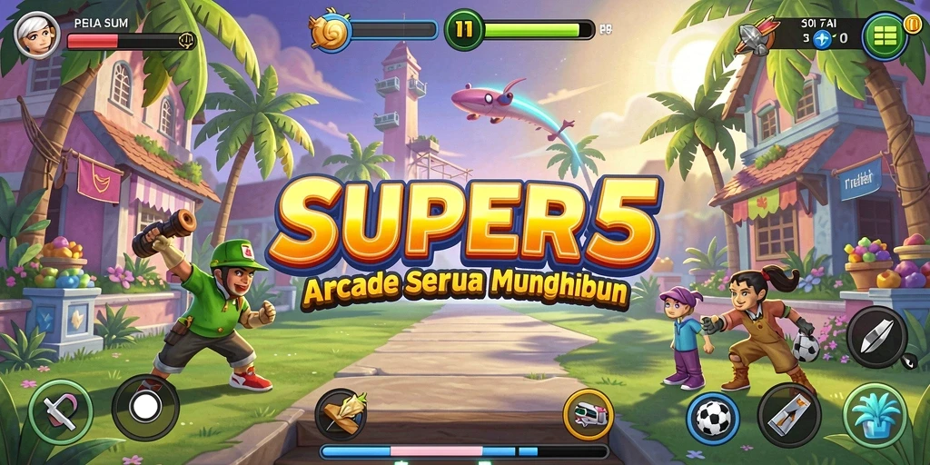 Tampilan screenshot SUPER5 menampilkan gameplay seru dalam permainan Arcade.