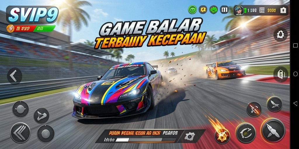 Tampilan gameplay SVIP9 yang seru dan penuh aksi balapan.
