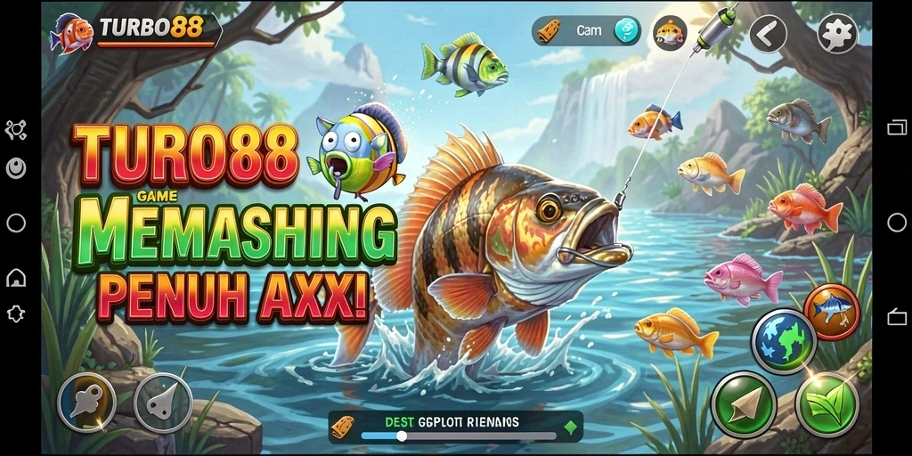 Screenshot gameplay TURBO88 menampilkan aksi memancing yang mendebarkan.